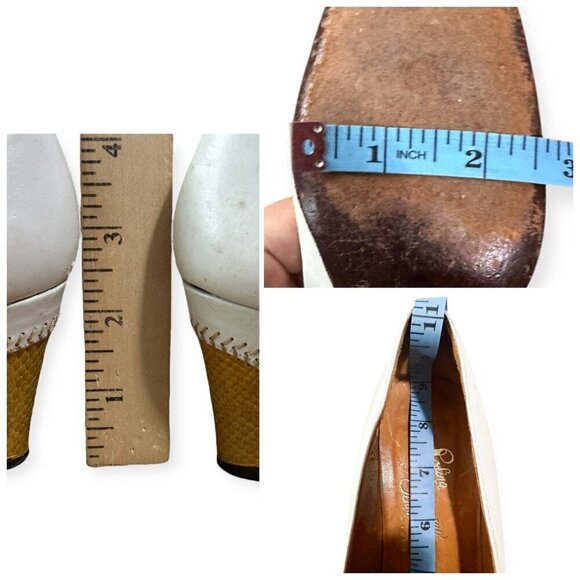 Vintage Rosina Ferragamo Schiavone Heeled Loafer Pumps,  Size 5.5, White Yellow - Picture 10 of 10